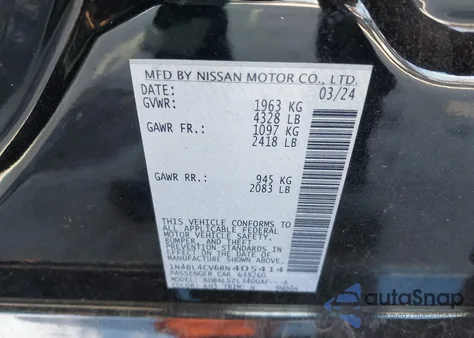 2024 Nissan Altima Sr Fwd from USA, damaged, VIN 1N4BL4CV6RN405414